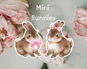 Mini Bunny Stickers, Cottagecore Vinyl Art, Waterproof Laptop Decals
