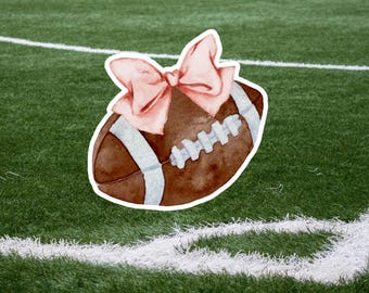 Football Sticker, Coquette Vinyl Decal, Pink Bow and Sports Sticker, Holographic Kindle Sticker, Cute Sticker Gift, Waterproof Sticker