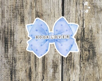 Polka Dot Bow Sticker, Vinyl Decal, Bookish Sticker for Kindle, Coquette Bow Sticker Gift For Her, Waterproof Sticker