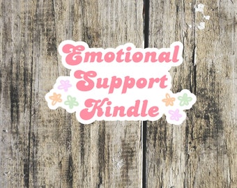 Emotional Support Kindle Sticker, Sparkly Holographic, Waterproof
