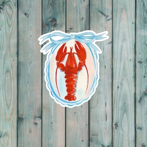 Lobster Sticker, Holographic Lobster, Marine Life Decal, Die Cut Vinyl Kindle Sticker, Nautical Coquette Lobster, Fish Aesthetic Sticker