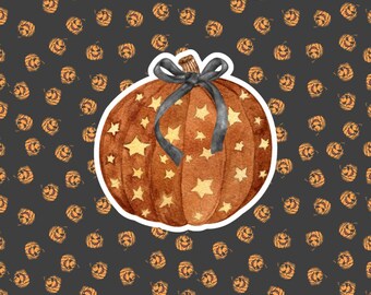 Starry Pumpkin Sticker, Waterproof Cottagecore Halloween Decor