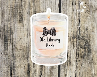 Klistermärke med Coquette-ljus, klistermärke med biblioteksbok, klistermärke med rosett, klistermärke med ljus, klistermärke med Kindle, klistermärke med bokmotiv, gulligt klistermärke, personligt klistermärke