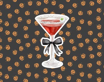 Vampire Blood Martini Halloween Sticker, Coquette Style