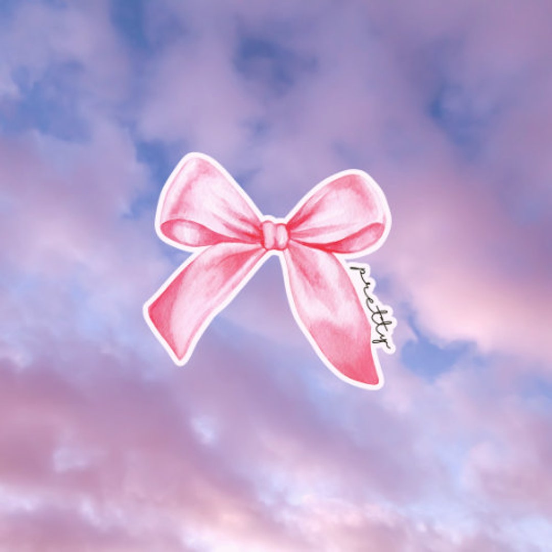 Pretty Pink Bow Sticker, Coquette Bow Sticker, Waterproof Sticker