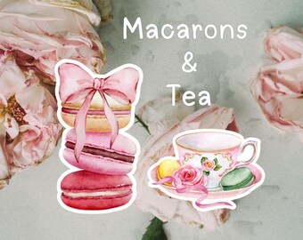 Macaron Tea Party Sticker Set, Coquette Journaling Stickers