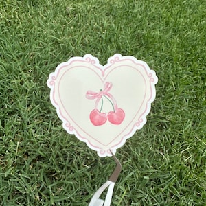 Heart Sticker, Coquette Vinyl Sticker, Kindle Decor, Cherry Sticker for Tumbler, Waterproof Sticker, Junk Journal Sticker, Cute Gift