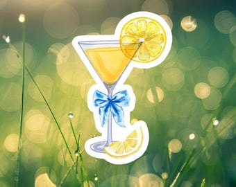 Lemon Drop Sticker, Sparkly Lemon Sticker, Waterproof Sticker, Kindle Sticker, Gift for Her, Coquette Cocktail Sticker