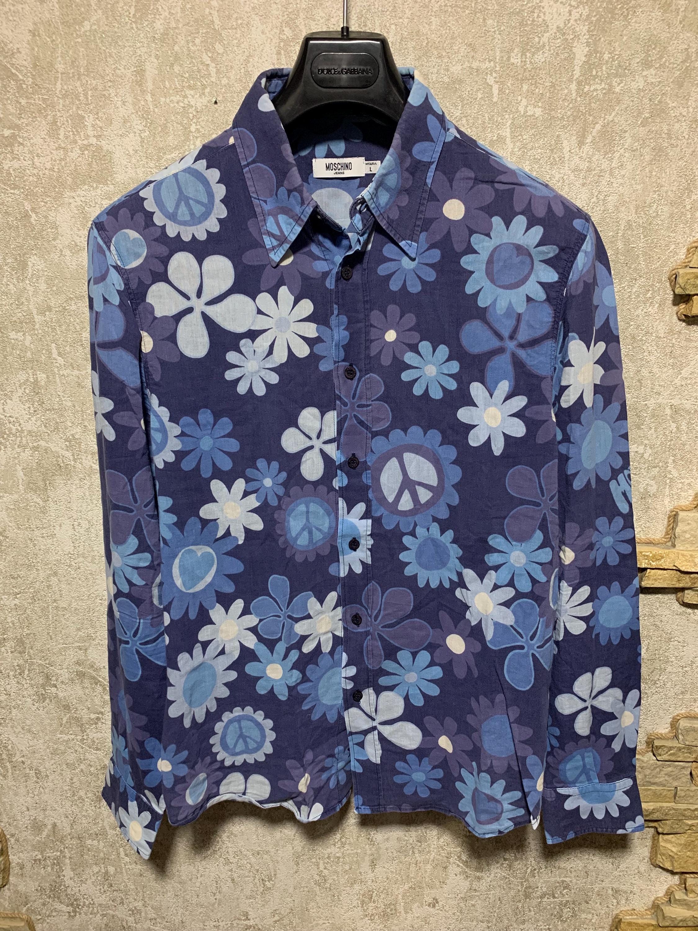 Vintage Moschino Jeans Flowers Print Hawaii Button Shirt Size L - Etsy Vintage Moschino Jeans Flowers Print Hawaii Button Shirt Size L - Etsy
