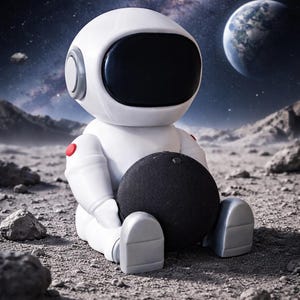 Support moderne en forme d'astronaute pour Alexa Echo Dot 5, Spot, Pop et Toniebox 1 + 2. Impression 3D de haute qualité, tête rotative, entrée de câble.