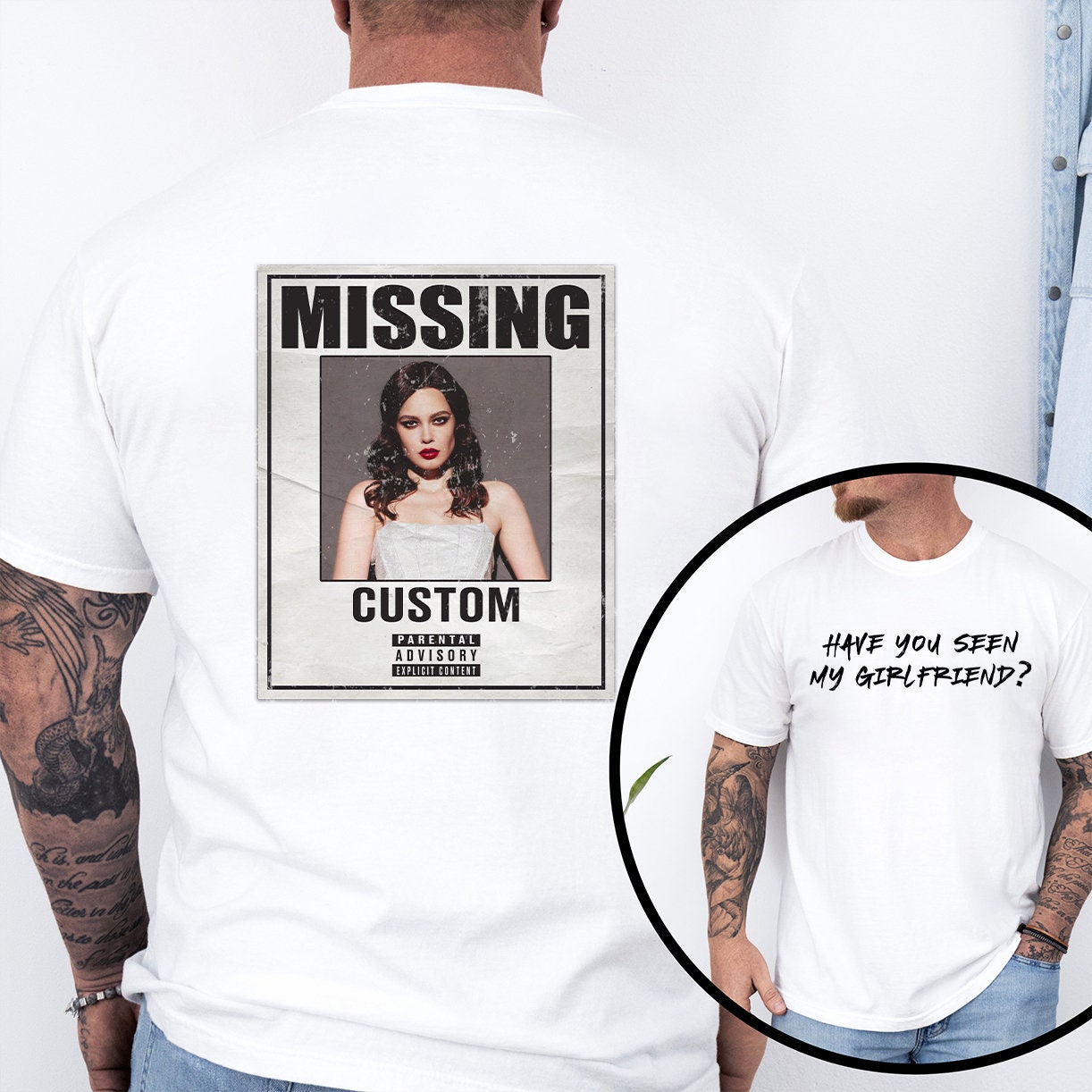 Personalized Girlfriend T-Shirt with Boyfriend Photo, Unique Couple Shirt for Love Occasion, Customizable Gift in Various Sizes and Colors