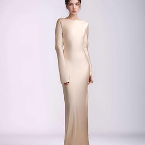 knee length dresses for ladies SHEIN Priv̩ Women'S Glossy Backless Dress – Bechlo.pk main image 0