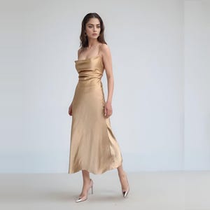 slim fit dress slacks Cowl Neck Sequin Mini Dress Gold main image 0