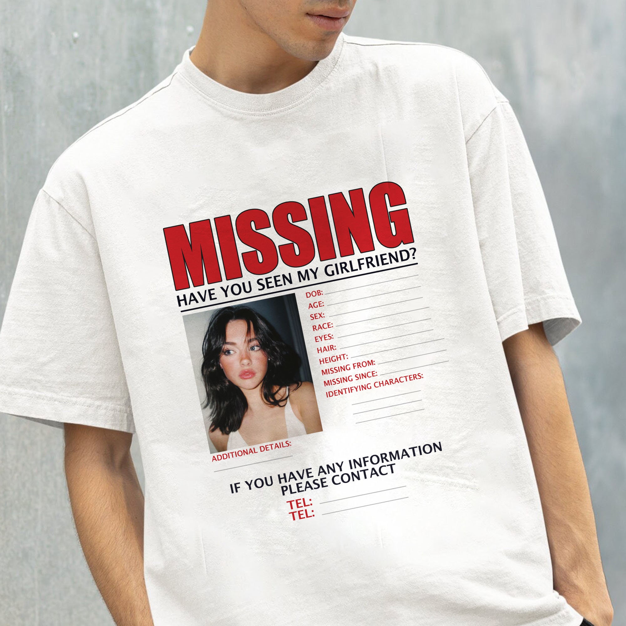 Custom Girlfriend T-Shirt with Boyfriend Photo, Personalized Couple Shirt for Her, Love Gift for Girlfriend, Custom Shirt with Photo