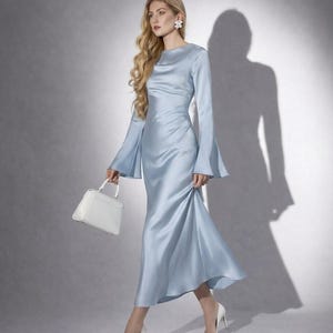 green emerald velvet dress Elegant White Cocktail Dress for Weddings and Modest Church Outfits – AOMEI  DRESS main image 0