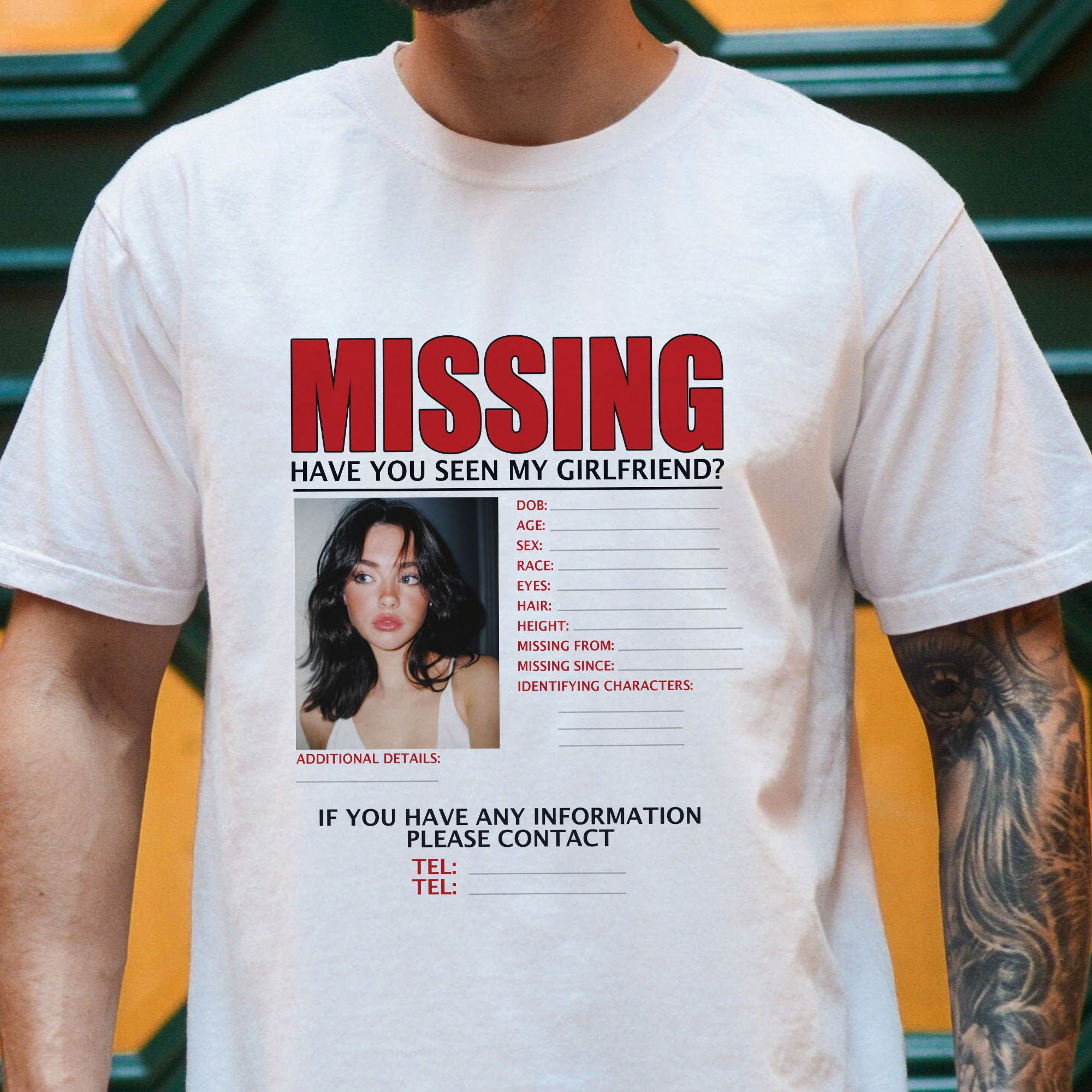 Custom Girlfriend T-Shirt with Boyfriend Photo, Personalized Couple Shirt for Her, Love Gift for Girlfriend, Custom Shirt with Photo