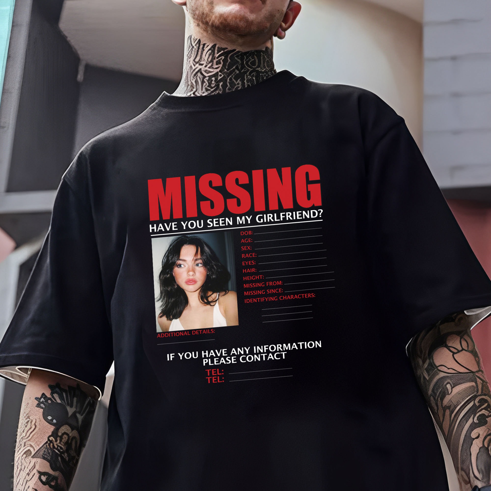 Custom Girlfriend T-Shirt with Boyfriend Photo, Personalized Couple Shirt for Her, Love Gift for Girlfriend, Custom Shirt with Photo