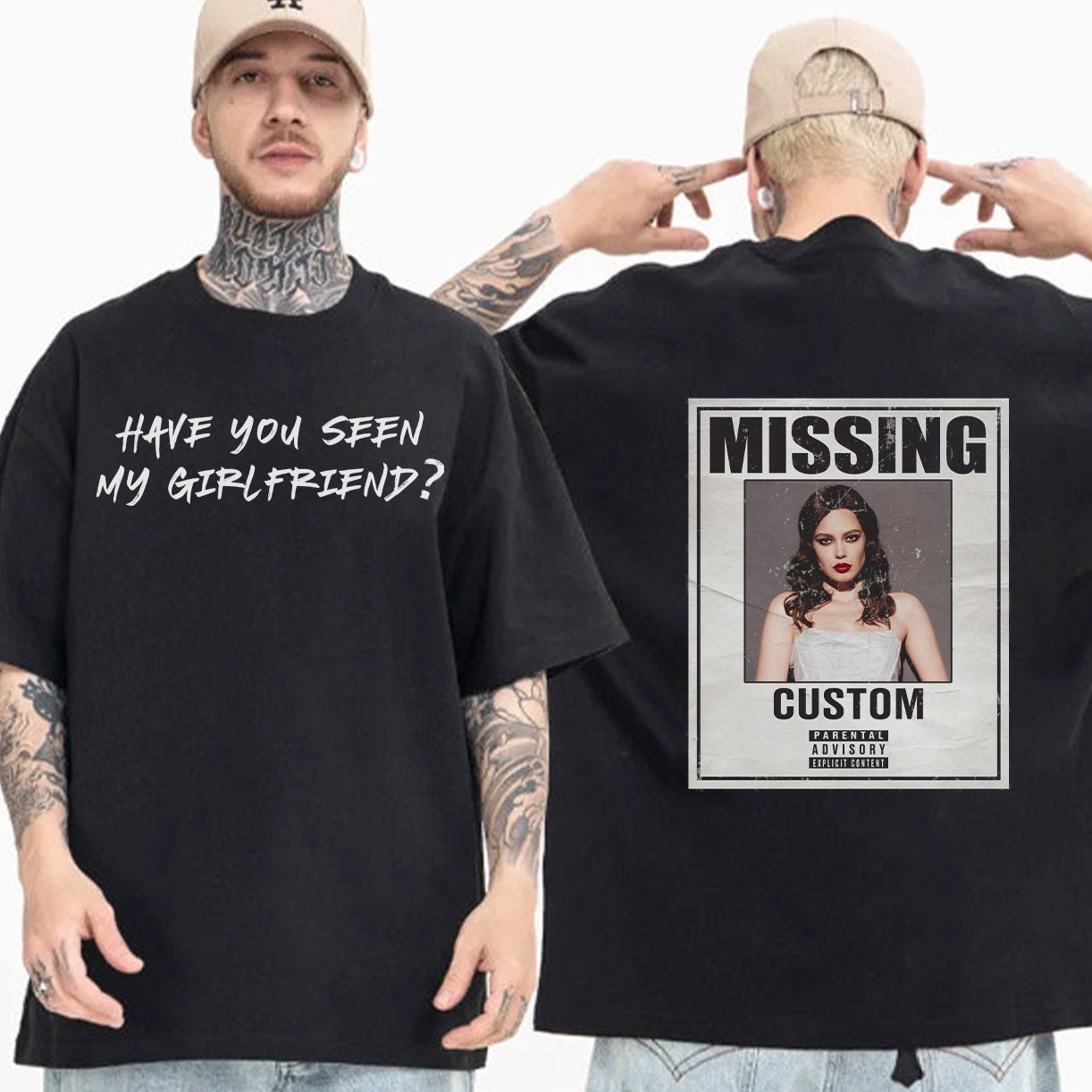 Personalized Girlfriend T-Shirt with Boyfriend Photo, Unique Couple Shirt for Love Occasion, Customizable Gift in Various Sizes and Colors