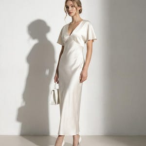 chinese dress ladies Amazon.com: White Short Sleeve Maxi Dress main image 1