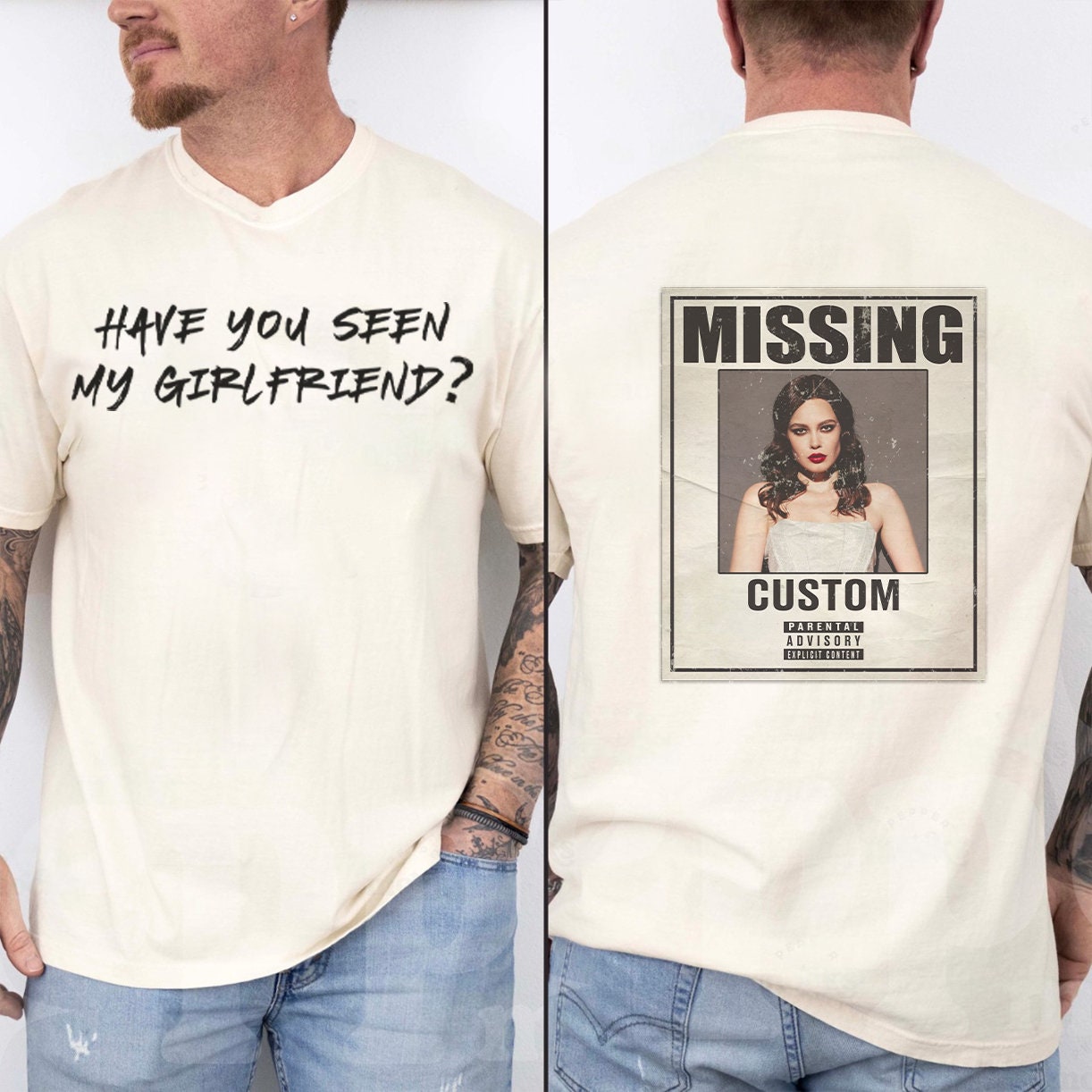 Personalized Girlfriend T-Shirt with Boyfriend Photo, Unique Couple Shirt for Love Occasion, Customizable Gift in Various Sizes and Colors