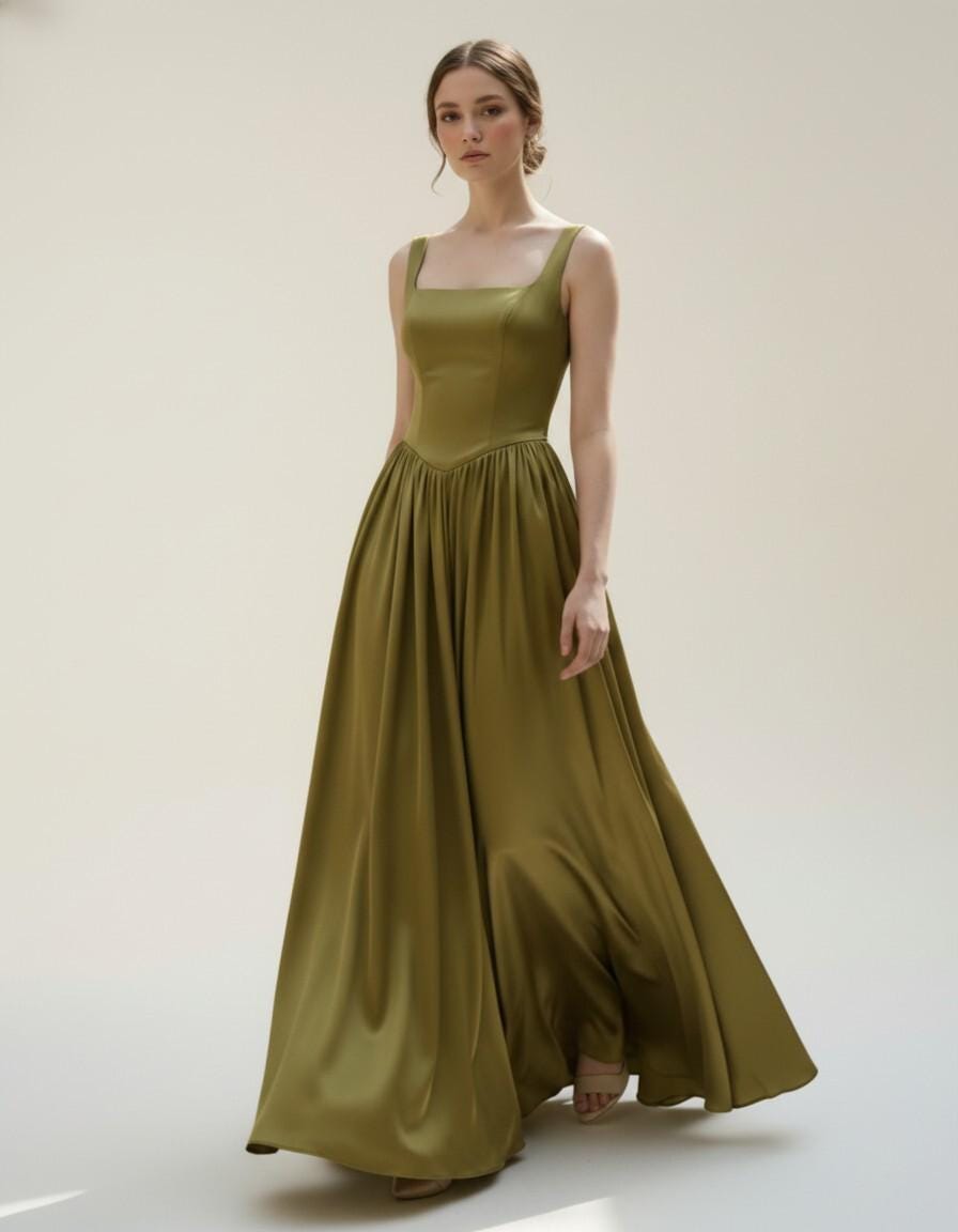 green emerald velvet dress Jacinda Drop Waist Maxi Dress main image 1