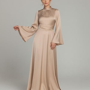 Long Sleeve Maxi Dress Champagne - Etsy