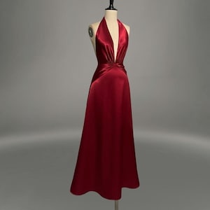 Burgundy Formal Halter Dress - Etsy