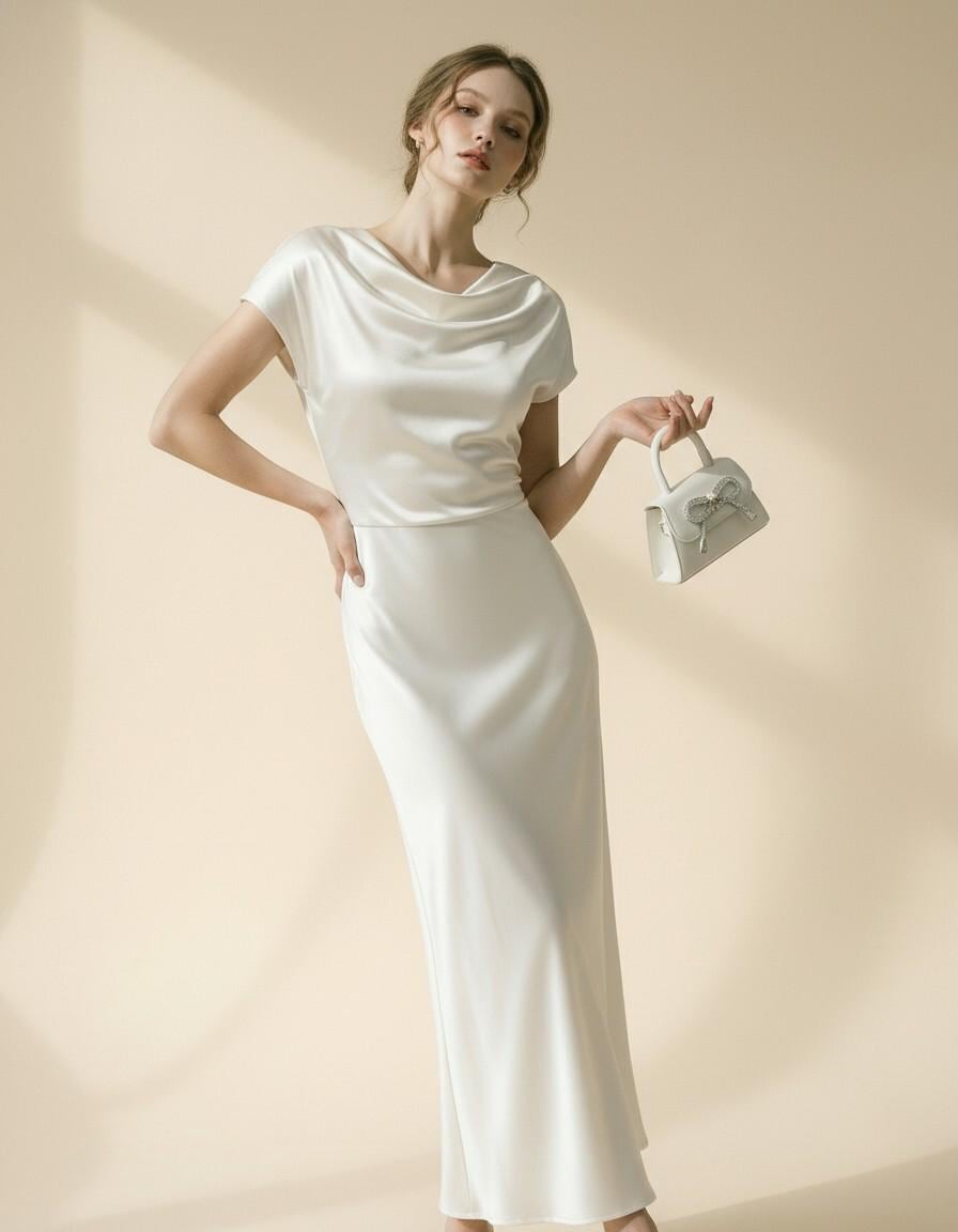 Cowl Neck Ivory Dress - Etsy Cowl Neck Ivory Dress - Etsy