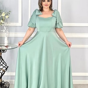 slim fit dress slacks Mint Green Plus Size Chiffon Bridesmaid Dress Halter Maxi Gown Ivory Lace Bodice Open Back main image 0