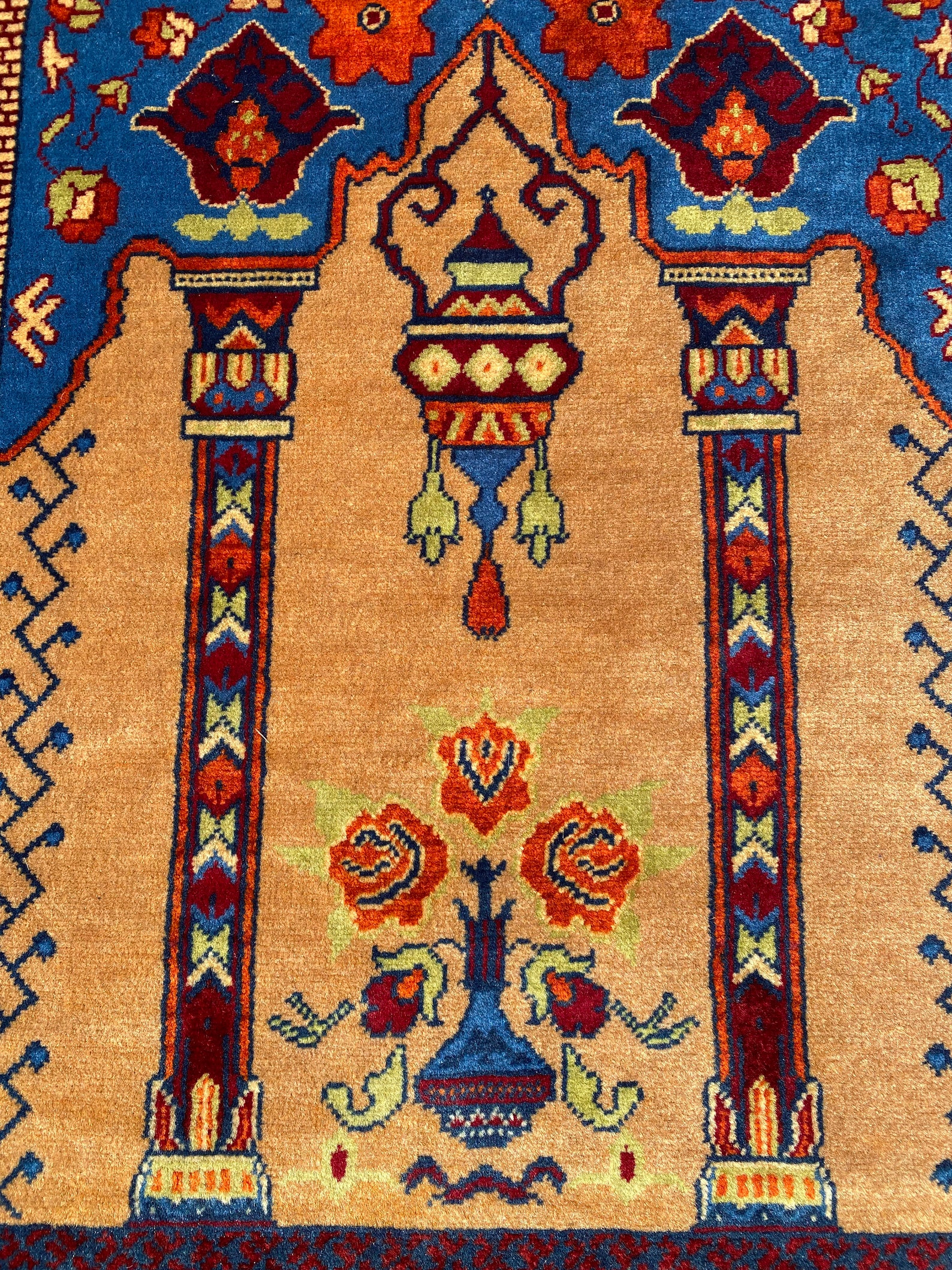 Elegant Afghani Handmade Prayer Rug Belgic Wool 4.4x2.8 Ft Spiritual ...