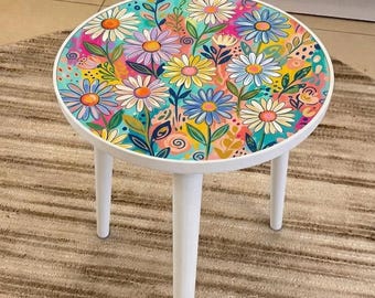 Handgemaakte witte custom made madeliefje salontafel