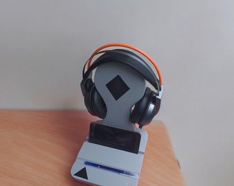 3D Printed Headphone Stand with Phone & Pen Holder Desk Organizer