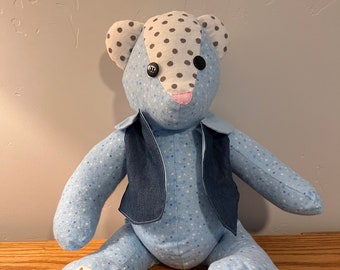 Flannel Patchwork Teddy Bear with Vest