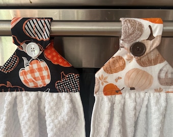 Hanging buttoned kitchen towel