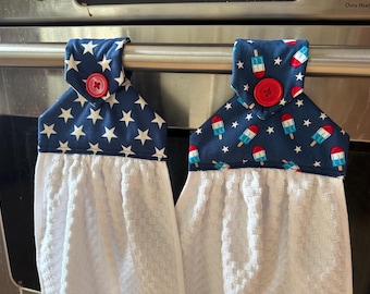Hanging buttoned kitchen towel
