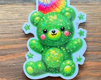 Marcapáginas magnético con osito de goma verde brillante: accesorio para agenda