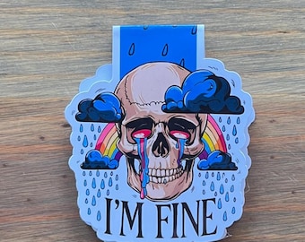 Marcapáginas magnético "Estoy bien, lluvioso" – Regalo para amantes de la lectura