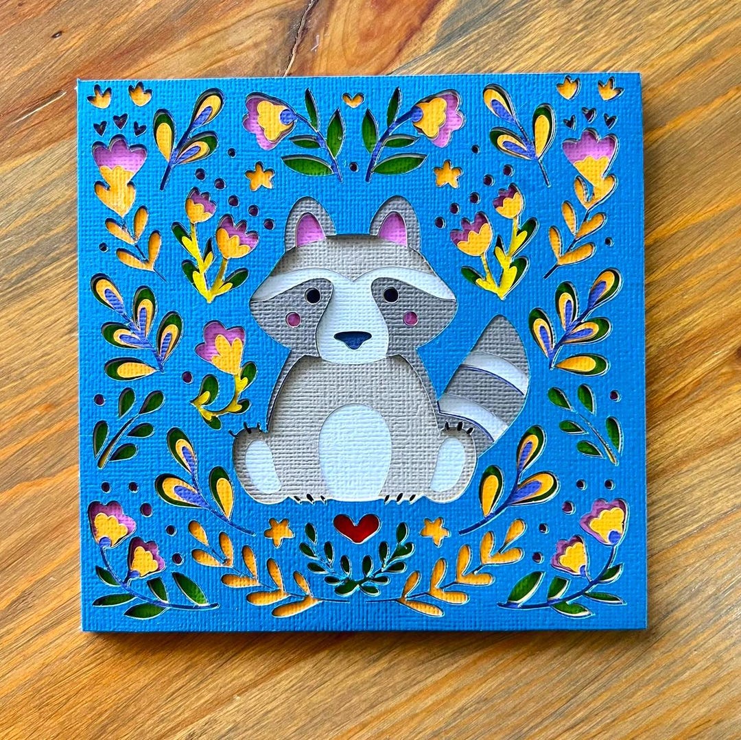 Mandala Raccoon Handmade Folk Art Raccoon Mandala Card: 3D Layered Design - Etsy