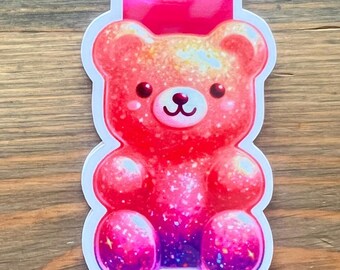 Marcapáginas magnético con osito de goma rojo degradado: regalo para amantes de los libros