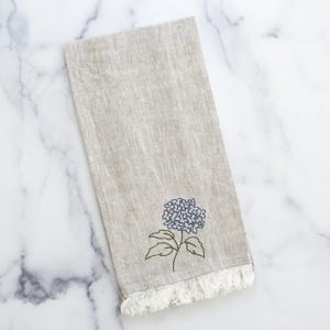 Hydrangea Bow Flower Machine Embroidery Design Bundle embroidered on kitchen towel