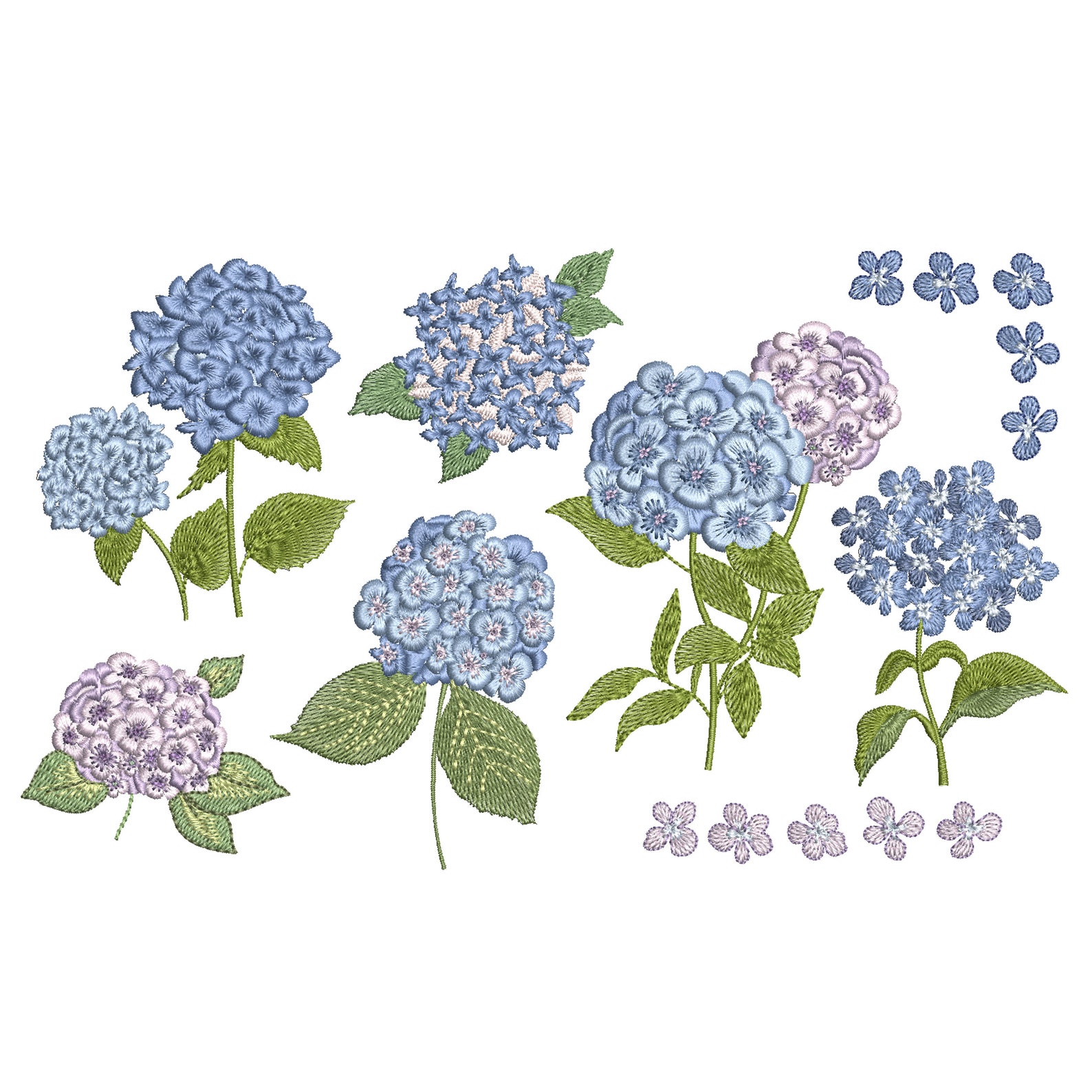 Small Hydrangeas Design Mini Hydrangea Machine Embroidery Design Bundle (digital Download) 8 ...