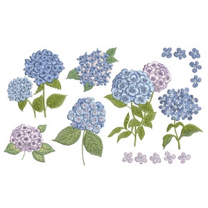 Mini kleine Hortensie Maschinenstickerei, digitales Muster zum sofortigen Download, Zip-Datei - 8 Größen