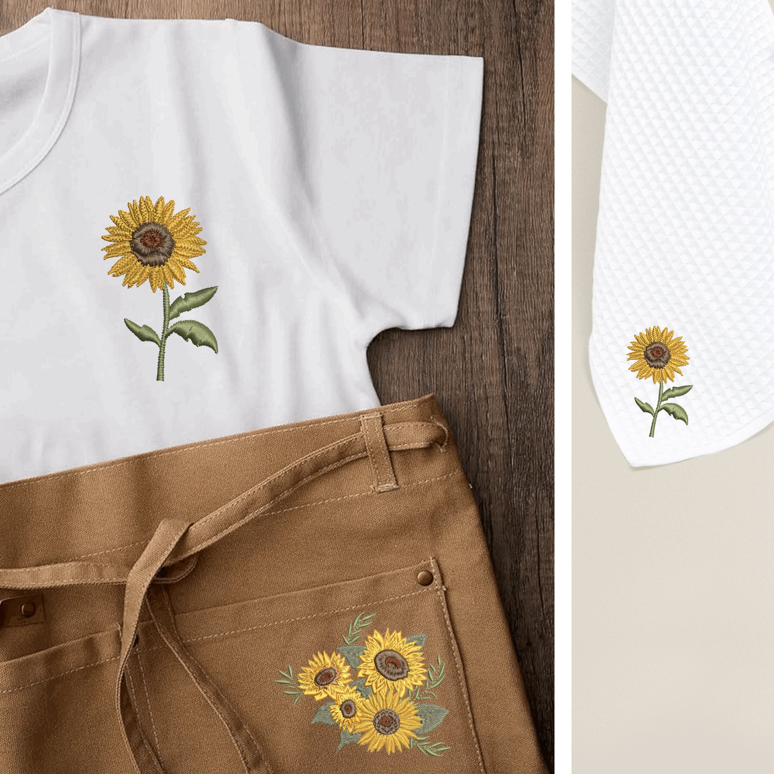 Sunflower Border and Bouquet Machine Embroidery Design File