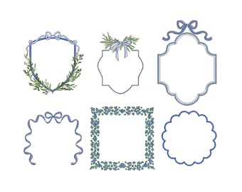 Vintage Wreath Crest Machine Embroidery Design Patterns (Digital ZIP, 8 sizes)