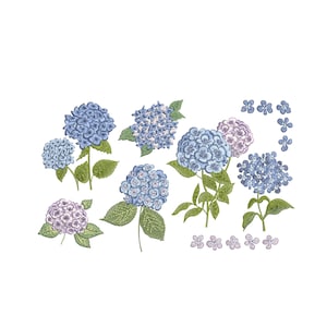 Minihortensia machineborduurwerk ontwerpbundel (digitale download) 8 maten