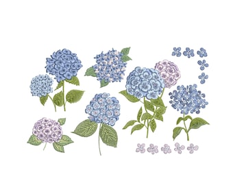 ミニアジサイ刺繍デザインセット（デジタルダウンロード）8サイズ