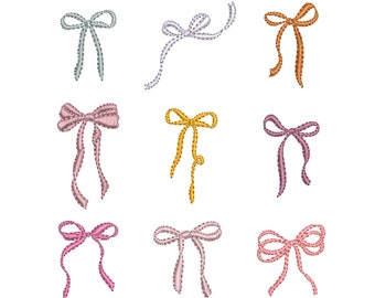 Amazing Bow Collection Machine Embroidery Design Bundle, Mini Digital file, 5 sizes