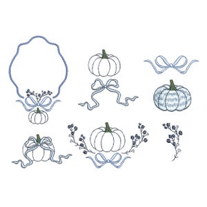 Couronne de citrouille moderne pour Thanksgiving et noeud de broderie Machine, motif en téléchargement immédiat avec fermeture éclair - 7 tailles