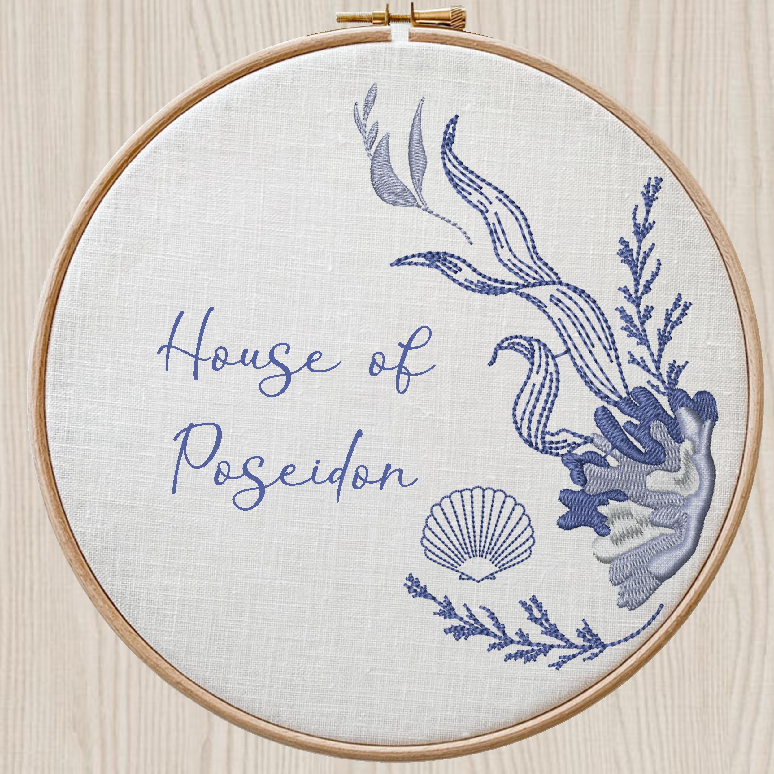 Seashell Machine Embroidery Design Bundle: Marine Blue, 25 Elements ...