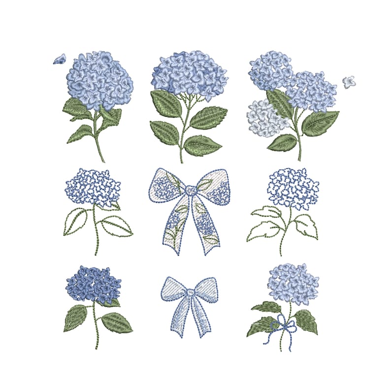 Hydrangea Flower Machine Embroidery Design Bundle